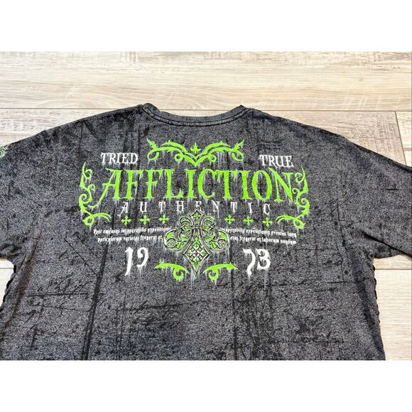 Affliction men’s grey/green t-shirt size 2X - Picture 9 of 12